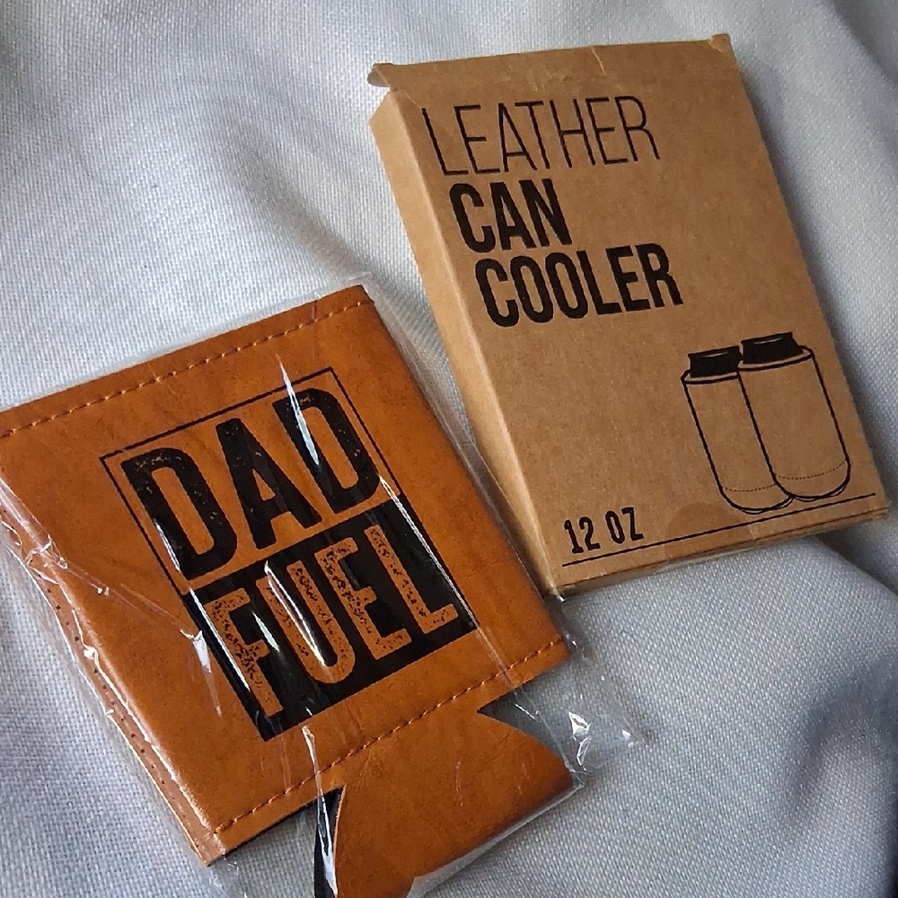 NIB! Dad Fuel Leather Can Cooler